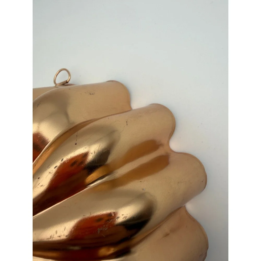 Vintage Copper Aluminum Fluted‎ Scalloped Cake Gelatin Mold 3.5 Cup Wall Decor